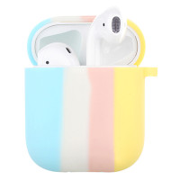 Чохол Silicone Case Colorfull для навушників Apple AirPods 1/2 з карабіном блакитний-жовтий