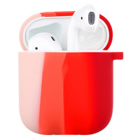 Чохол Silicone Case Colorfull для навушників Apple AirPods 1/2 з карабіном рожевий-червоний