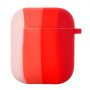 Чехол Silicone Case Colorfull для наушников Apple AirPods 1/2 с карабином розовый-красный