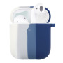 Чехол Silicone Case Colorfull для наушников Apple AirPods 1/2 с карабином белый-синий