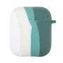 Чехол Silicone Case Colorfull для наушников Apple AirPods 1/2 с карабином белый-зеленый