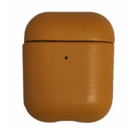 Кожанный чехол K-DOO Lux Craft yellow для наушников Apple AirPods 1/2