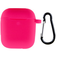 Чехол Silicone Case для наушников Apple AirPods 1/2 с карабином barbie pink