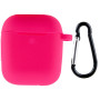 Чехол Silicone Case для наушников Apple AirPods 1/2 с карабином barbie pink
