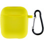 Чехол Silicone Case для наушников Apple AirPods 1/2 с карабином bright yellow