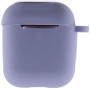 Чехол Silicone Case для наушников Apple AirPods 1/2 с карабином lavender gray