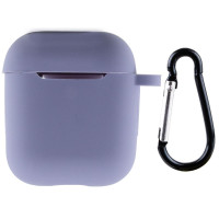 Чехол Silicone Case для наушников Apple AirPods 1/2 с карабином lavender gray