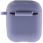 Чехол Silicone Case для наушников Apple AirPods 1/2 с карабином lavender gray