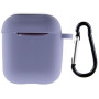 Чехол Silicone Case для наушников Apple AirPods 1/2 с карабином lavender gray