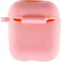 Чехол Silicone Case для наушников Apple AirPods 1/2 с карабином light pink