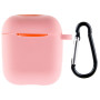 Чехол Silicone Case для наушников Apple AirPods 1/2 с карабином light pink