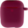Чехол Silicone Case для наушников Apple AirPods 1/2 с карабином maroon
