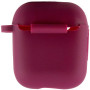 Чехол Silicone Case для наушников Apple AirPods 1/2 с карабином maroon