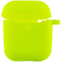 Чохол Silicone Case для навушників Apple AirPods 1/2 з карабіном neon green