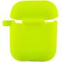 Чохол Silicone Case для навушників Apple AirPods 1/2 з карабіном neon green