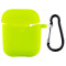 Чохол Silicone Case для навушників Apple AirPods 1/2 з карабіном neon green