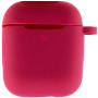 Чехол Silicone Case для наушников Apple AirPods 1/2 с карабином rose red