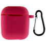 Чехол Silicone Case для наушников Apple AirPods 1/2 с карабином rose red