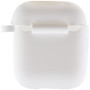 Чехол Silicone Case для наушников Apple AirPods 1/2 с карабином white