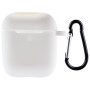 Чехол Silicone Case для наушников Apple AirPods 1/2 с карабином white