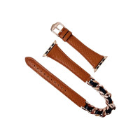 Шкіряний ремінець Chanell Double Loop для годинника Apple Watch brown black