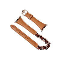 Шкіряний ремінець Chanell Double Loop для годинника Apple Watch caramel