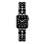 Металлический ремешок Chanell Leather для часов Apple Watch black