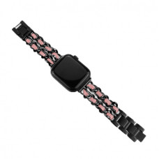 Металлический ремешок Chanell Leather для часов Apple Watch black pink