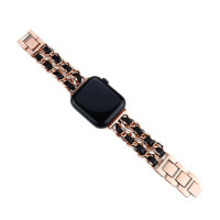 Металевий ремінець Chanell Leather для годинника Apple Watch rose black