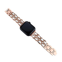 Металлический ремешок Chanell Leather для часов Apple Watch rose white