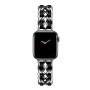 Металлический ремешок Chanell Leather для часов Apple Watch silver black