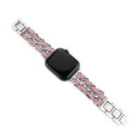 Металевий ремінець Chanell Leather для годинника Apple Watch silver pink