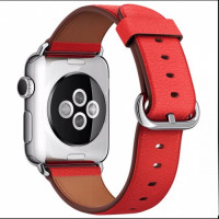 Кожаный ремешок Classic Buckle Leather для часов Apple Watch red