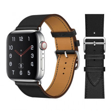 Кожаный брендовый ремешок Hermès New Leather для часов Apple Watch black