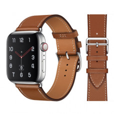 Кожаный брендовый ремешок Hermès New Leather для часов Apple Watch brown