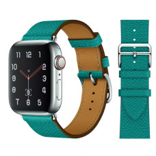 Кожаный брендовый ремешок Hermès New Leather для часов Apple Watch green