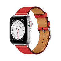 Шкіряний брендовий ремінець Hermès New Leather для годинника Apple Watch red