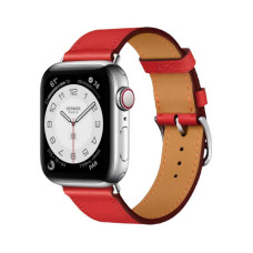 Кожаный брендовый ремешок Hermès New Leather для часов Apple Watch red