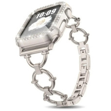 Металлический ремешок Lady band Rings для часов Apple Watch star light