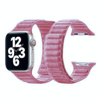 Кожаный ремешок Leather Link Felt для часов Apple Watch pink