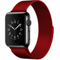 Металлический ремешок Milanese loop для часов Apple Watch red
