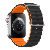 Силиконовый ремешок Ultra Ocean band для часов Apple Watch black orange