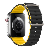 Силиконовый ремешок Ultra Ocean band для часов Apple Watch black yellow