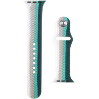 Силіконовий ремінець Silicon Braided для годинника Apple Watch біло-бірюзовий