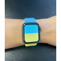 Силиконовый ремешок "Слава Украине" для часов Apple Watch желто-голубой