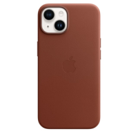 Чехол Leather Case with MagSafe для iPhone 14 umber