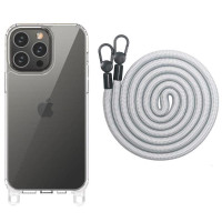 Чехол с ремешком TPU Transparent Case with grey straps для iPhone 12 Pro Max