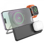 Беспроводное зарядное устройство Hoco CQ1 3in1 Geek folding for iWatch Magnetic Wireless Charger black
