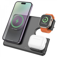 Беспроводное зарядное устройство Hoco CQ1 3in1 Geek folding for iWatch Magnetic Wireless Charger black