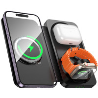 Беспроводное зарядное устройство Hoco CQ13 Magnetic Wireless Charger 3in1 black